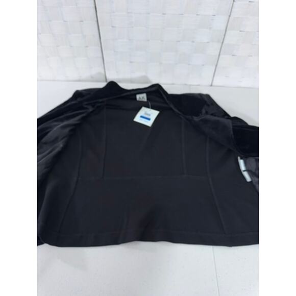 "ANNE KLEIN" Black, Velvet, Biker Jacket ,Lg Gold Hardware ,Zipper Pockets Sz XL - Picture 8 of 12